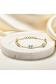 Gold Plated Lab-Grown Diamond Bracelet In Silver