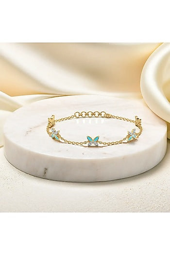 Gold Plated Lab-Grown Diamond Bracelet In Silver