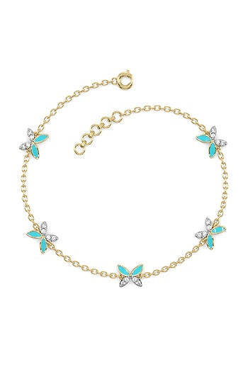 Gold Plated Lab-Grown Diamond Bracelet In Silver