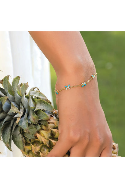Gold Plated Lab-Grown Diamond Bracelet In Silver