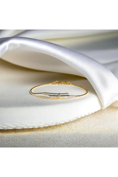 Gold Plated Lab-Grown Diamond Bracelet In Silver