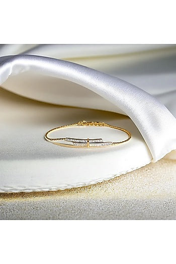 Gold Plated Lab-Grown Diamond Bracelet In Silver