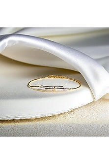 Gold Plated Lab-Grown Diamond Bracelet In Silver