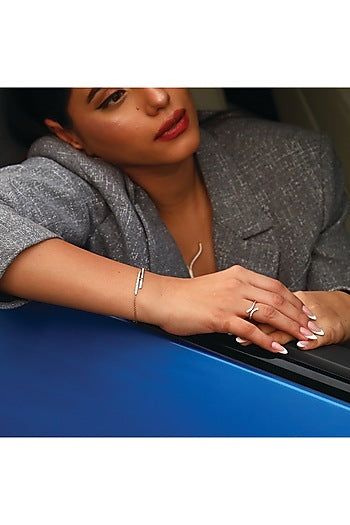 Gold Plated Lab-Grown Diamond Bracelet In Silver
