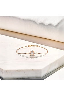 Gold Plated Lab-Grown Diamond Bracelet In Silver