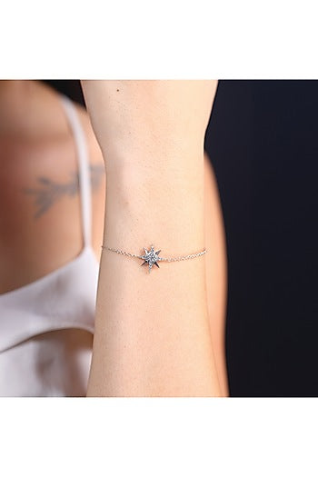 Gold Plated Lab-Grown Diamond Bracelet In Silver