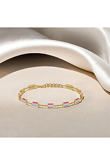 Gold Plated Lab-Grown Diamond Bracelet In Silver