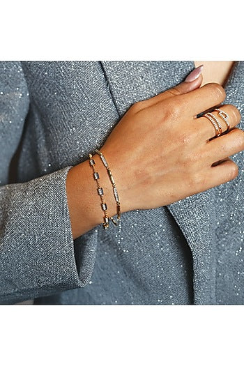 Gold Plated Lab-Grown Diamond Bracelet In Silver