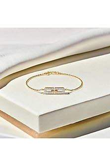 Gold Finish Diamond Bracelet In Silver