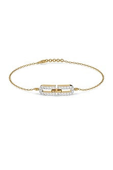 Gold Finish Diamond Bracelet In Silver
