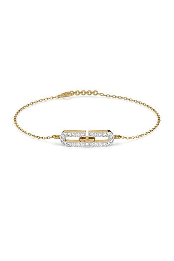 Gold Finish Diamond Bracelet In Silver