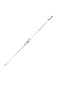 Gold Finish Diamond Bracelet In Silver