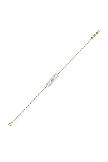 Gold Finish Diamond Bracelet In Silver