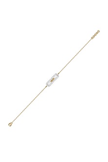 Gold Finish Diamond Bracelet In Silver