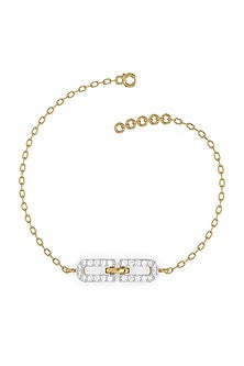 Gold Finish Diamond Bracelet In Silver