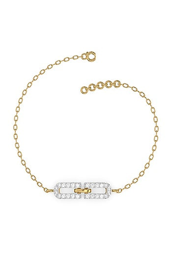 Gold Finish Diamond Bracelet In Silver