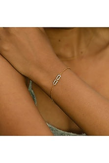 Gold Finish Diamond Bracelet In Silver