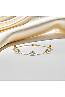 Gold Plated Lab-Grown Diamond Bracelet In Silver