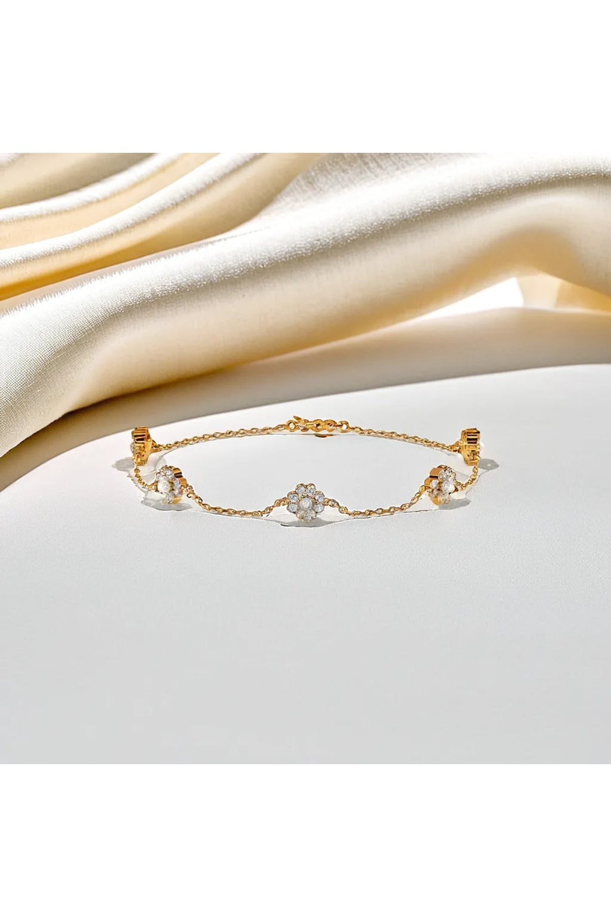 Gold Plated Lab-Grown Diamond Bracelet In Silver