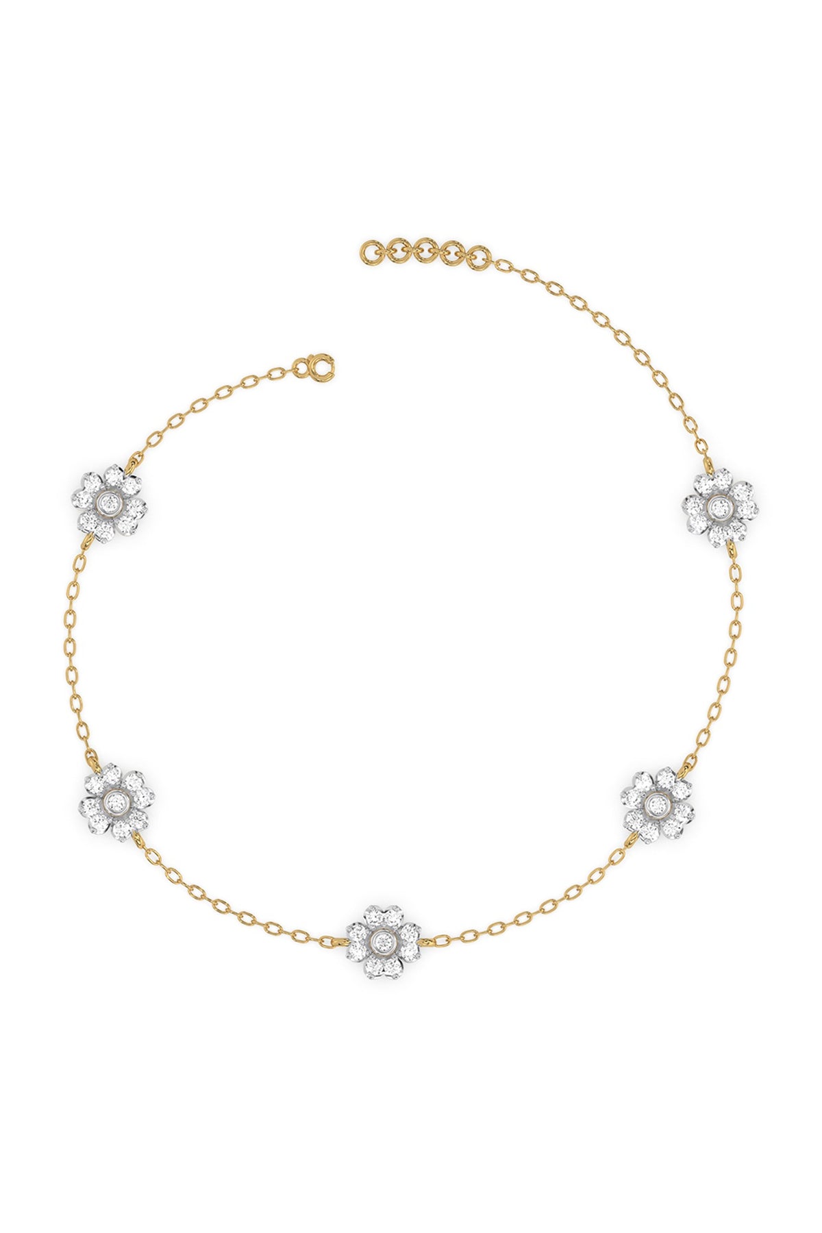 Gold Plated Lab-Grown Diamond Bracelet In Silver