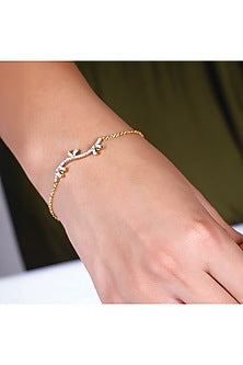 Gold Plated Lab-Grown Diamond Bracelet In Silver