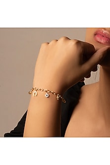 Gold Plated Lab-Grown Diamond Bracelet In Silver