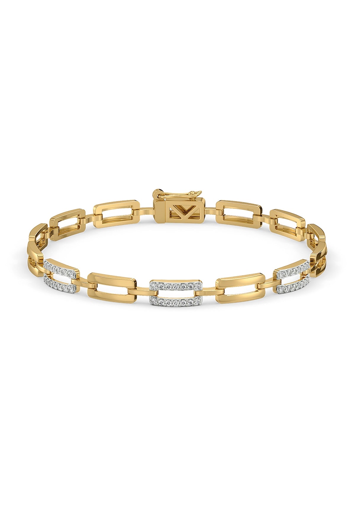 Gold Plated Lab-Grown Diamond Bracelet In Silver