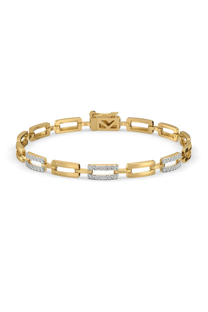Gold Plated Lab-Grown Diamond Bracelet In Silver