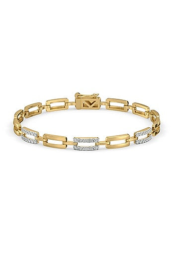 Gold Plated Lab-Grown Diamond Bracelet In Silver