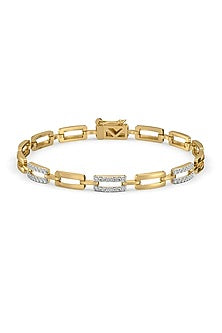 Gold Plated Lab-Grown Diamond Bracelet In Silver