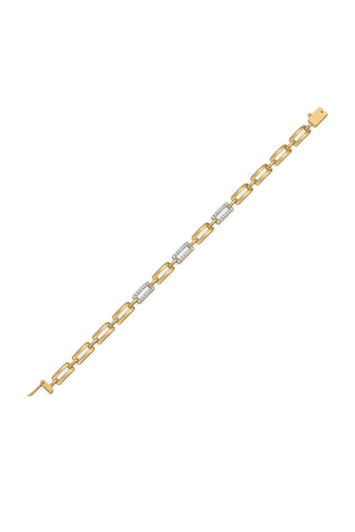 Gold Plated Lab-Grown Diamond Bracelet In Silver