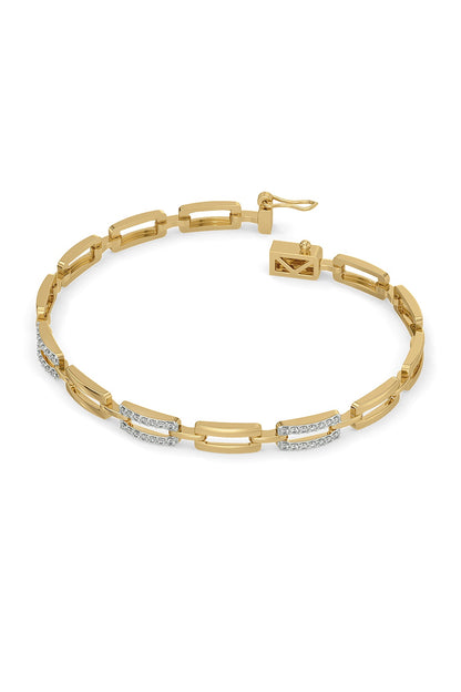Gold Plated Lab-Grown Diamond Bracelet In Silver
