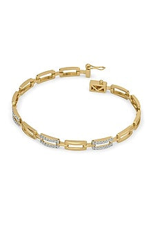 Gold Plated Lab-Grown Diamond Bracelet In Silver