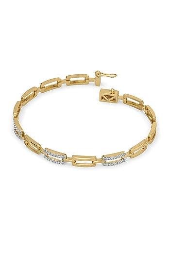 Gold Plated Lab-Grown Diamond Bracelet In Silver