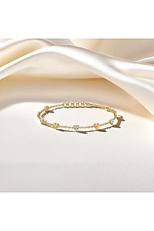 Gold Plated Heart-Shaped Diamond Bracelet