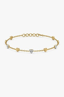 Gold Plated Heart-Shaped Diamond Bracelet