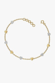 Gold Plated Heart-Shaped Diamond Bracelet