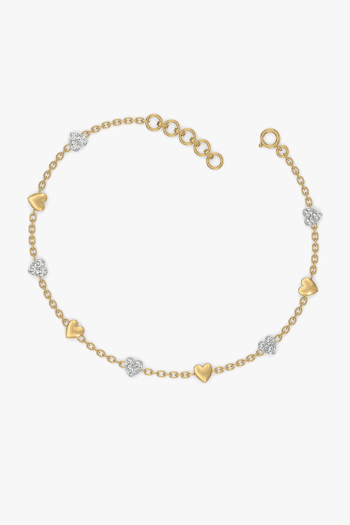 Gold Plated Heart-Shaped Diamond Bracelet