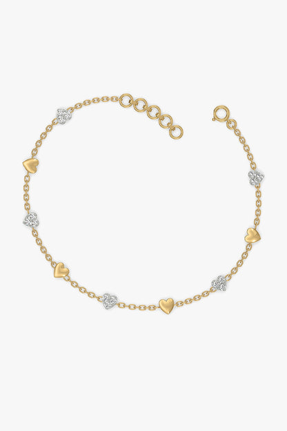 Gold Plated Heart-Shaped Diamond Bracelet
