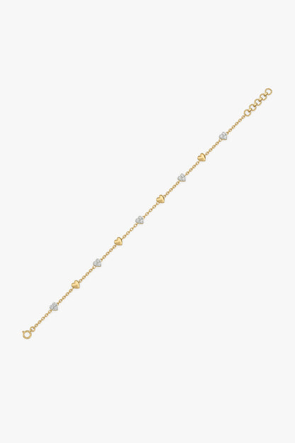 Gold Plated Heart-Shaped Diamond Bracelet