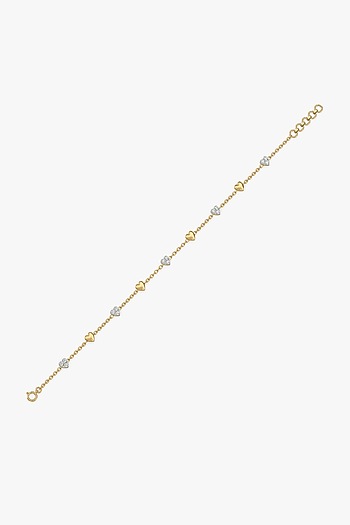 Gold Plated Heart-Shaped Diamond Bracelet