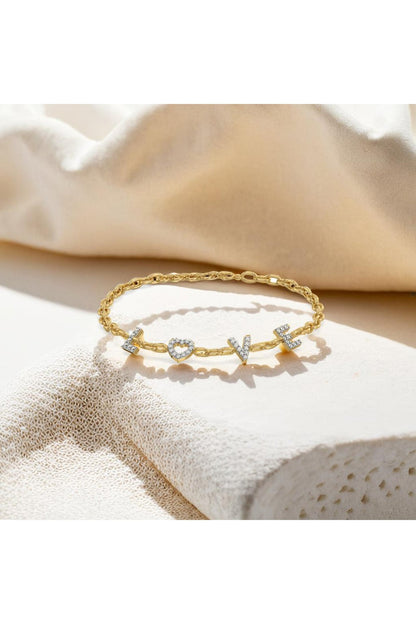 Gold Plated Alphabet Charm Diamond Bracelet