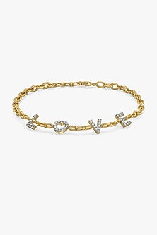 Gold Plated Alphabet Charm Diamond Bracelet
