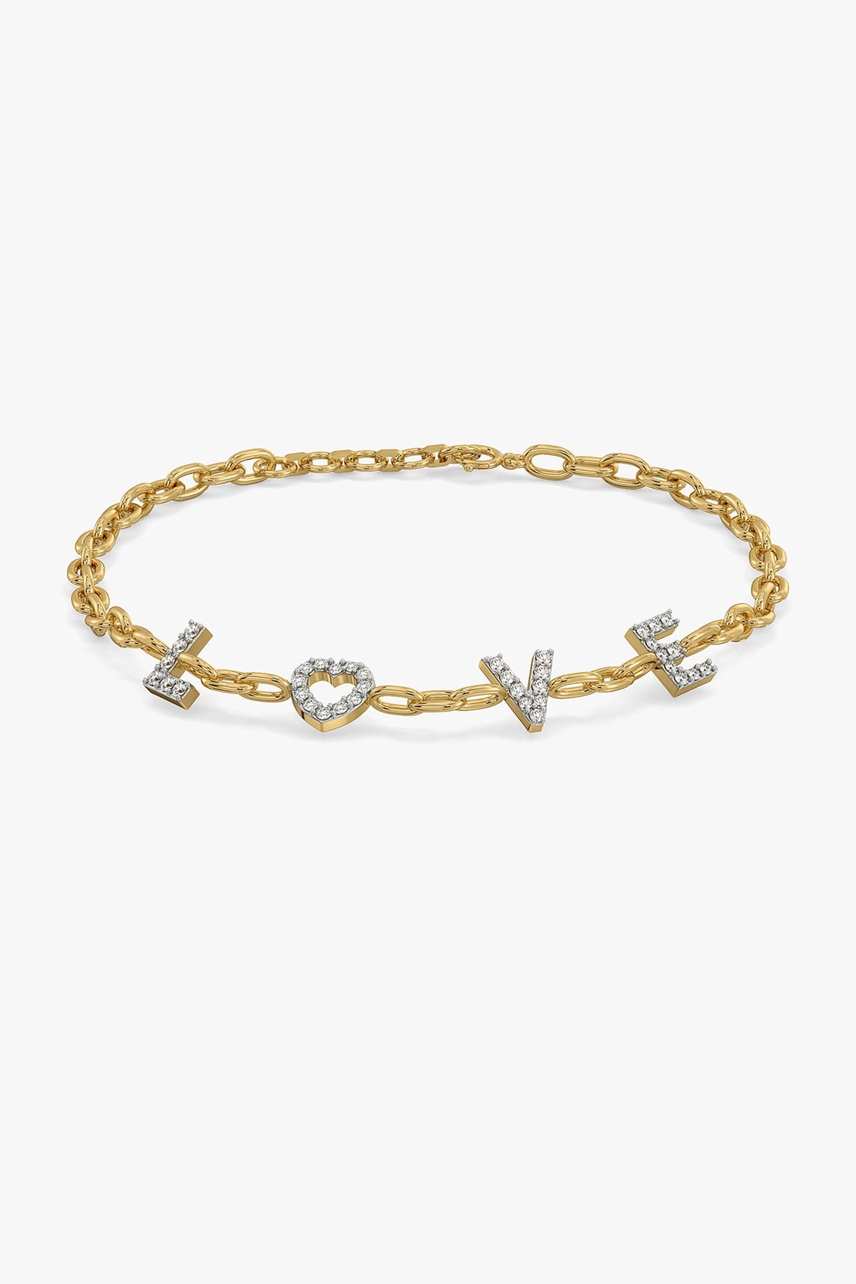 Gold Plated Alphabet Charm Diamond Bracelet