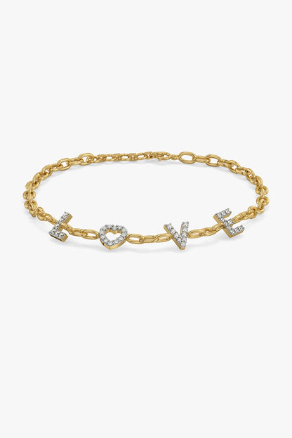Gold Plated Alphabet Charm Diamond Bracelet