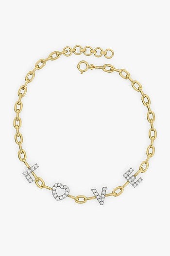 Gold Plated Alphabet Charm Diamond Bracelet