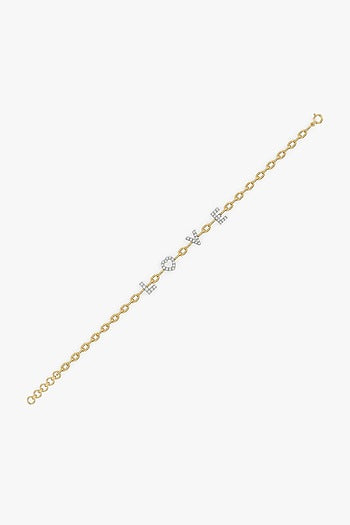 Gold Plated Alphabet Charm Diamond Bracelet