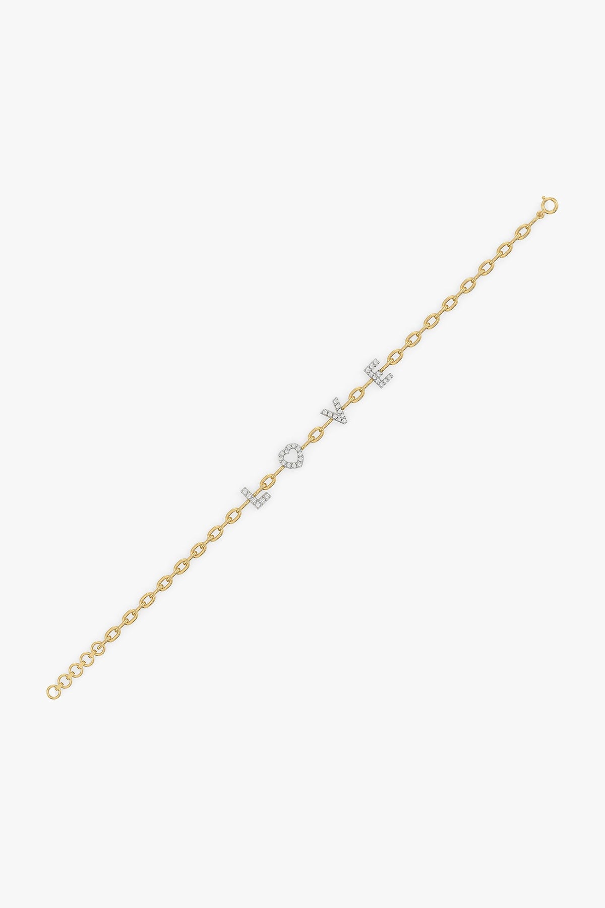 Gold Plated Alphabet Charm Diamond Bracelet