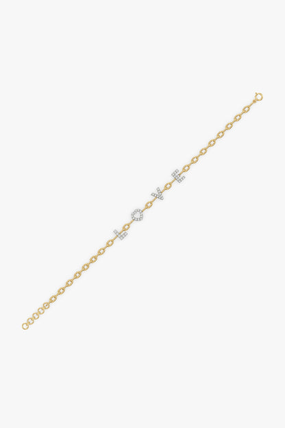 Gold Plated Alphabet Charm Diamond Bracelet