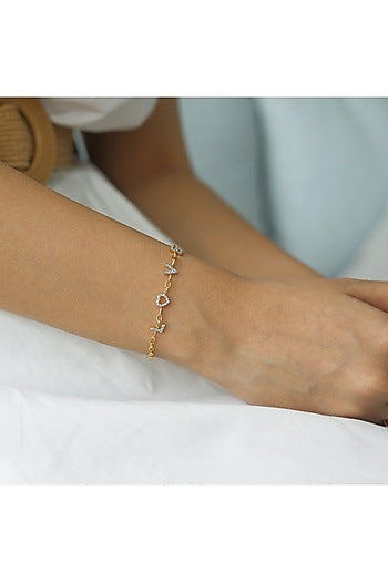 Gold Plated Alphabet Charm Diamond Bracelet